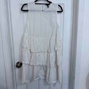 Who What Wear White Mini Ruffle Sleeveless Dress Size Small Pre Owned